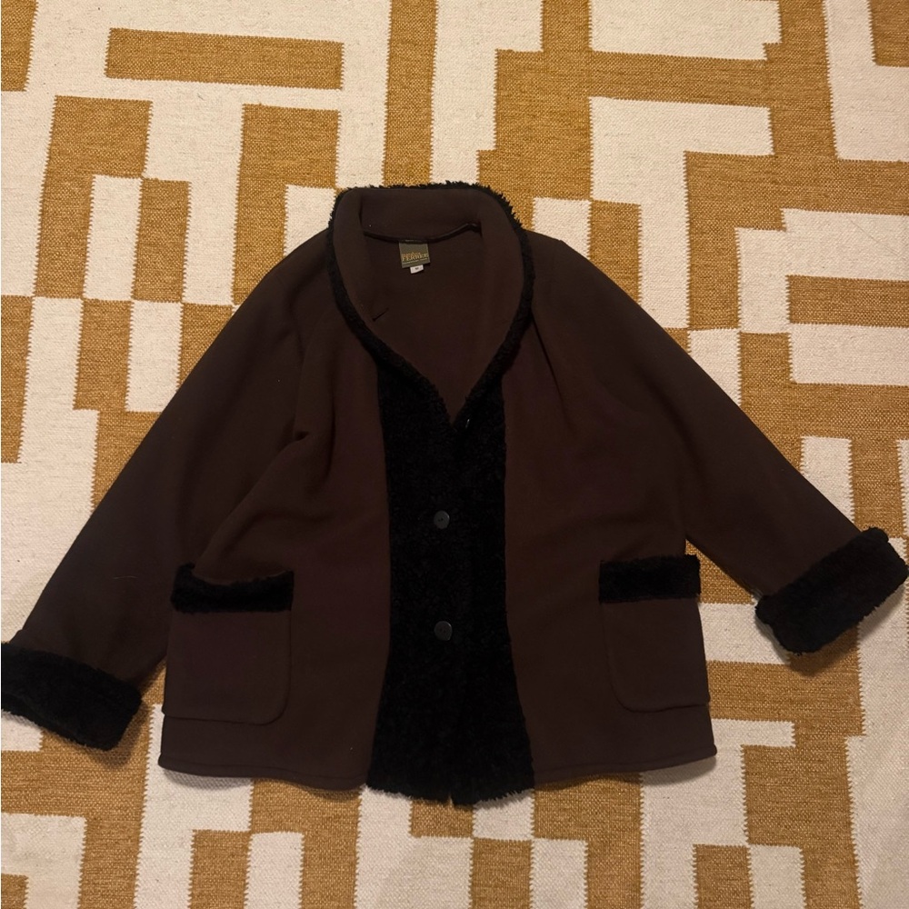 Women's Brown Jacket with Black Trim